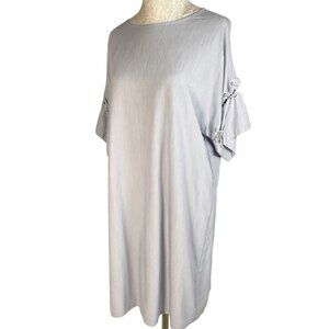 Madewell Women sz XL Blue White Light Striped Laced Sleeve Shirt Shift Dress